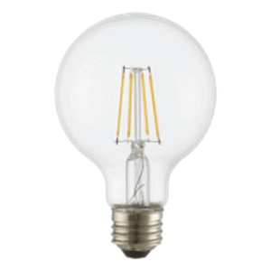 LED Filament High CRI G25 Globe Lamp E26 Clear – 3.2″, 4W, 27K