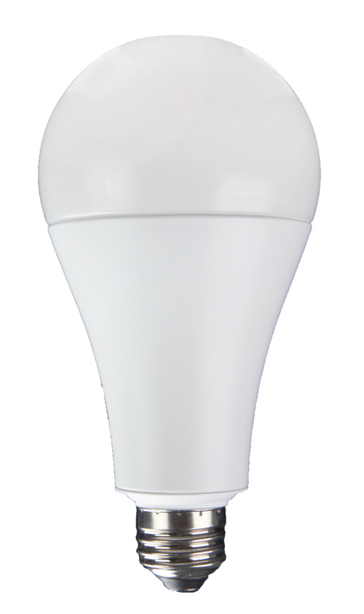 LED Universal Voltage 120-277V Non-Dimmable A23 Lamp w/ E26 to E39 Adapter – 3.3″, 24W, 30K
