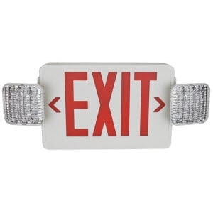 Universal Combo Emergency Exit Sign White Housing w/ Red Lettering – Remote Capable