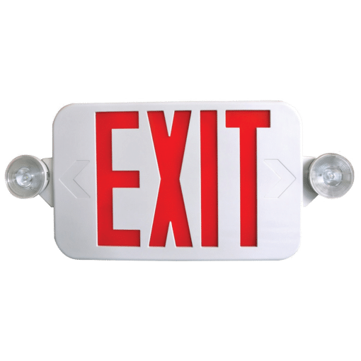 LED Low Profile Combo Emergency Exit Sign, White Housing – 16″, 1W, Red & Green Selectable